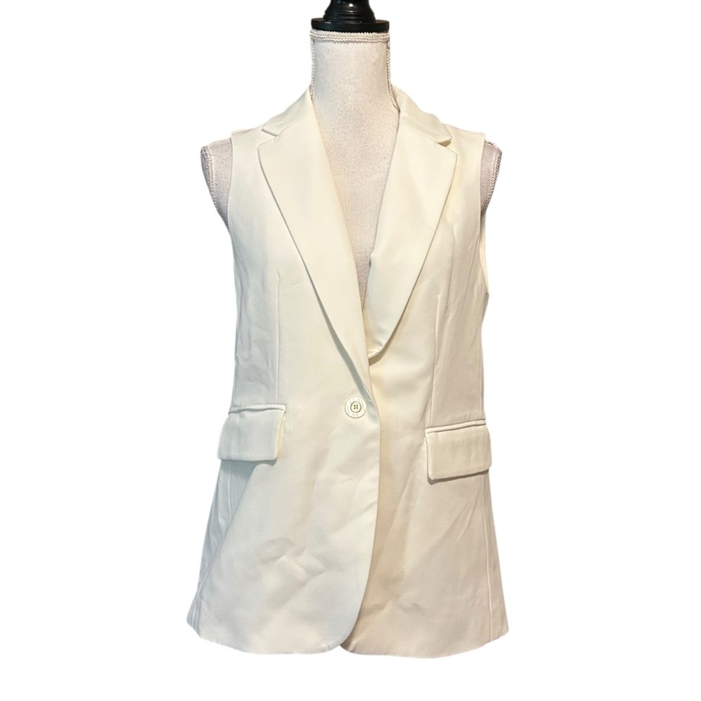 NWT Joie‎ Sleeveless Single Button Blazer Jacket Women’s SZ Small in White